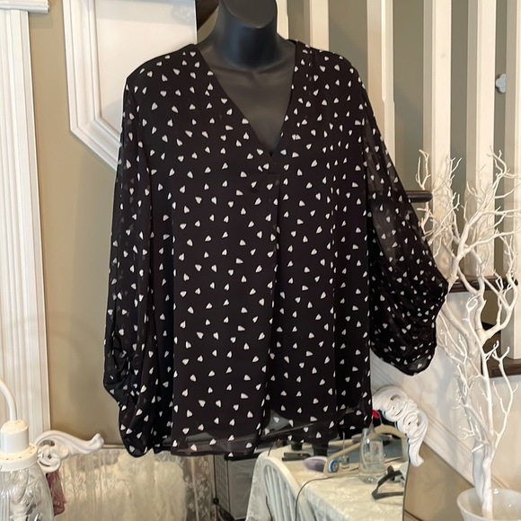 Entro Polka Hearts Blouse Size L - XL - Picture 6 of 9